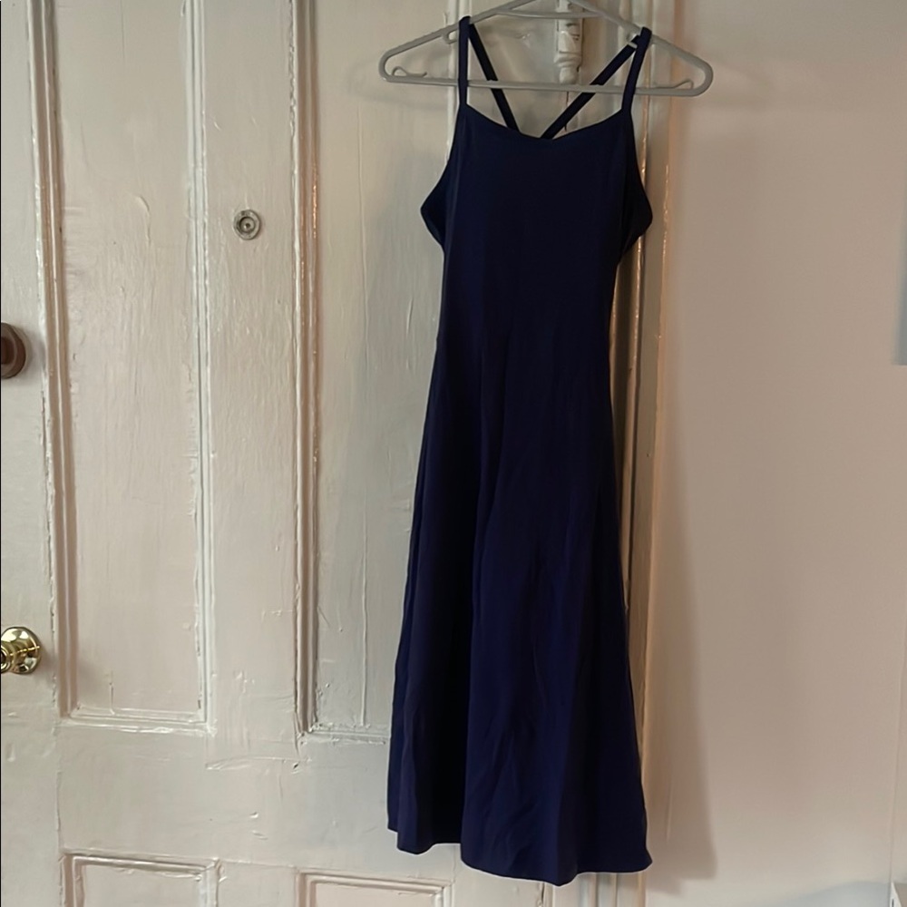 Elegant Navy Blue Spaghetti Strap Dress